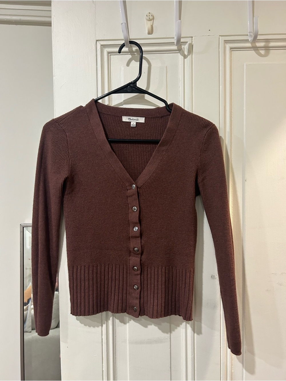 Madewell Brown V-Neck Button-Front Women's Sweater Cardigan